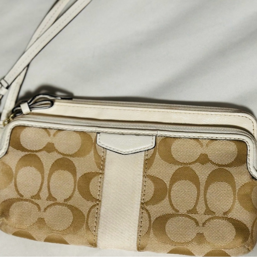 Coach Tan and Cream Wristlet